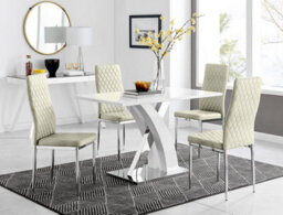 Furniturebox Uk Atlanta 4 White Dining Table And 4 Cream Velvet Milan Chairs - thumbnail 1