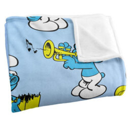 The Smurfs Silky All-Over Print Supersoft Blanket Blue/white/red (One Size) - thumbnail 3