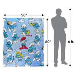The Smurfs Silky All-Over Print Supersoft Blanket Blue/white/red (One Size) - thumbnail 5