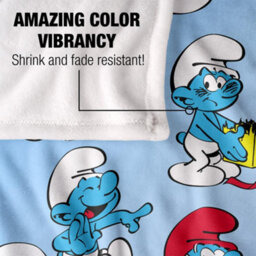 The Smurfs Silky All-Over Print Supersoft Blanket Blue/white/red (One Size) - thumbnail 4