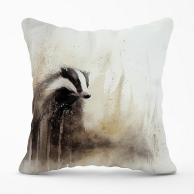 Warren Reed Designer Badger Watercolour Cushions 45Cm X 45Cm - image 1