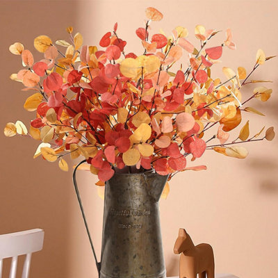 CLEFFNS 10Pcs Artificial Eucalyptus Leaves 60Cm Tall Fall Flowers Leaf Greenery Stems Autumn Decoration For Home Centerpieces Thanksgiving - image 1