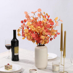 CLEFFNS 10Pcs Artificial Eucalyptus Leaves 60Cm Tall Fall Flowers Leaf Greenery Stems Autumn Decoration For Home Centerpieces Thanksgiving - thumbnail 6