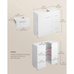 Vasagle Under Sink Bathroom Cabinet 30X70X64Cm Cloud White - thumbnail 2