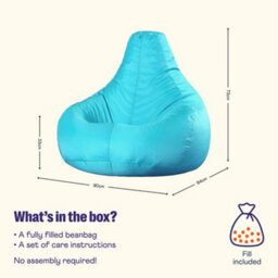 Icon Dalton High Back Adult Gaming Indoor Outdoor Bean Bag Chair, Aqua - thumbnail 6