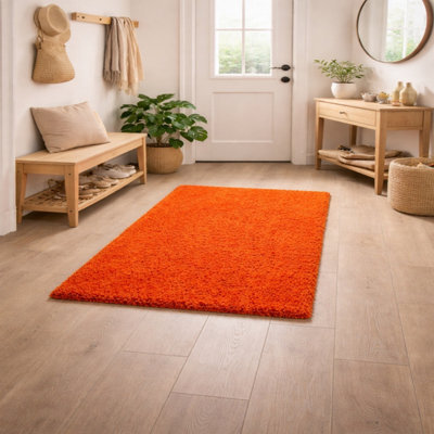 Uetian Orange Shaggy Rug Soft Plush Dense Pile Small Space Floor Carpet (80X150 Cm) - image 1