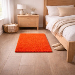 Uetian Orange Shaggy Rug Soft Plush Dense Pile Small Space Floor Carpet (80X150 Cm) - thumbnail 6