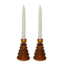 Set Of 2 Large Christmas Tree Candle Holders - Champagne Gold - thumbnail 1