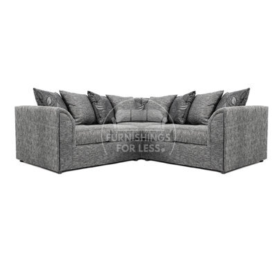 Furnishings For Less UK Byron Dundee Chenille Fabric 5 Seater L Shaped Corner Sofa Light Grey - image 1