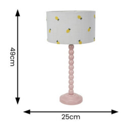 Valuelights Bobbins Painted Rose Table Lamp With Lemon Embroidered Drum Lamp Shade And Led Bulb - thumbnail 4