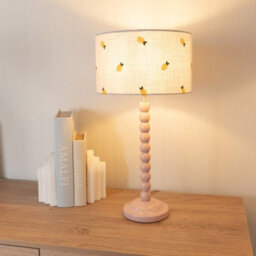 Valuelights Bobbins Painted Rose Table Lamp With Lemon Embroidered Drum Lamp Shade And Led Bulb - thumbnail 1