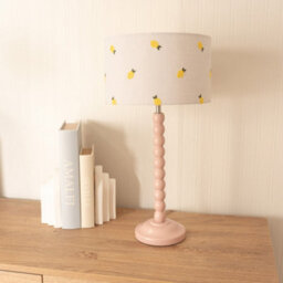 Valuelights Bobbins Painted Rose Table Lamp With Lemon Embroidered Drum Lamp Shade And Led Bulb - thumbnail 2