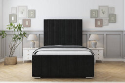 "Sloomy Radcliffe Black Plush Bed Frame With 50"" Upholstered Headboard 4'6 Double" - thumbnail 2