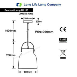 Long Life Lamps Company Modern Ceiling Pendant Light Green Shade M0150 - thumbnail 2