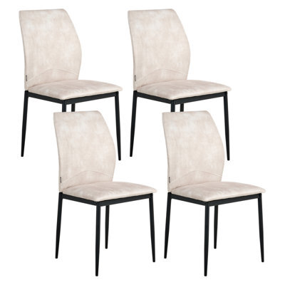 Beliani Set Of 4 Dining Chairs Rocheport Fabric Light Beige - image 1