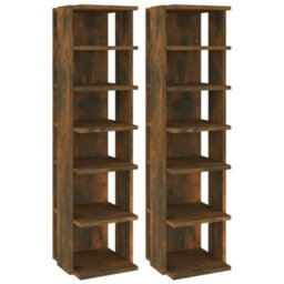 Walplus Shoe Racks 2 Pcs Smoked Oak 27.5X27X102 Cm Engineered Wood - thumbnail 2