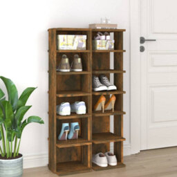 Walplus Shoe Racks 2 Pcs Smoked Oak 27.5X27X102 Cm Engineered Wood - thumbnail 1