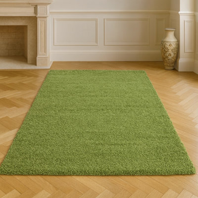 Uetian Extra Thick Heavy 5Cm Pile Soft Shaggy Rugs Modern Area Rugs Bedroom Hall Rugs Green 80 X 150Cm