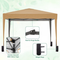 Birchtree Waterproof 3M X 3M Heavy Duty Pop Up Gazebo Marquee Garden Awning Party Tent Canopy 600D Polyester Steel Frame Beige - thumbnail 6