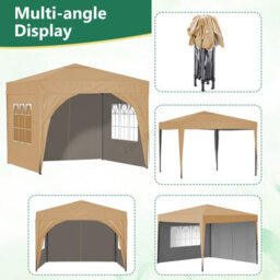 Birchtree Waterproof 3M X 3M Heavy Duty Pop Up Gazebo Marquee Garden Awning Party Tent Canopy 600D Polyester Steel Frame Beige - thumbnail 7