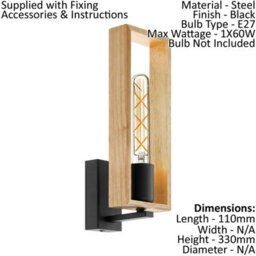 Modern Black And Wood Quad Ceiling Light With Matching Wall Sconces For Dining Rooms - thumbnail 3
