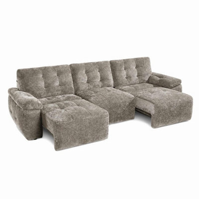 Furnishings For Less UK Drayton Mushroom Electric Sofa Bed 3 Seater With Power Sliding Seats - image 1