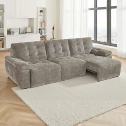 Furnishings For Less UK Drayton Mushroom Electric Sofa Bed 3 Seater With Power Sliding Seats - thumbnail 3
