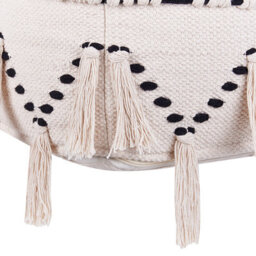 Beliani Square Pouffe 45 X 45 X 45 Cm - Beige With Black Cotton Knit Tassels - thumbnail 4