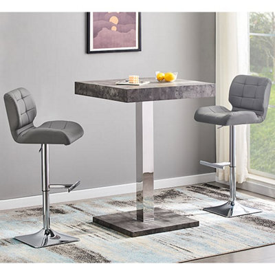 Furniture in Fashion Topaz Concrete Effect Bar Table With 2 Candid Grey Stools - image 1