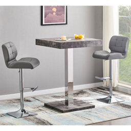 Furniture in Fashion Topaz Concrete Effect Bar Table With 2 Candid Grey Stools - thumbnail 1