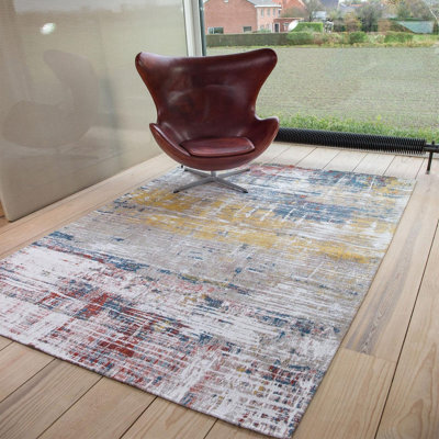 Atlantic Streaks 8714 Montauk Multicolour Modern Luxurious Abstract Stain Resistant Flatweave Eco-Rug-140Cm(Circle) - image 1