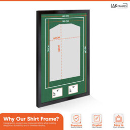 "AK Frames 90X60Cm Matte Black Football Shirt Frame With Emerald Mount - 58X40Cm Shirt Window Plus Two 5X3.5"" Photo Apertures" - thumbnail 3