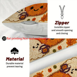 Amorly 4Pcs Halloween Pillow Covers 45X45Cm Orange Black Ghost Halloween Decor For Sofa Couch Harvest Thanksgiving Home Decor - thumbnail 2