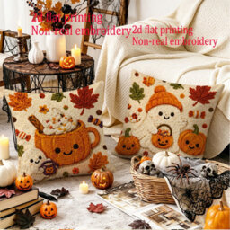Amorly 4Pcs Halloween Pillow Covers 45X45Cm Orange Black Ghost Halloween Decor For Sofa Couch Harvest Thanksgiving Home Decor - thumbnail 5