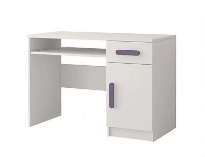 Arte Elegant White Computer Desk H760mm W1100mm D500mm - Heather Handles For Soft Study Spaces - image 1