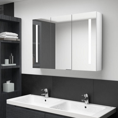 Berkfield Led Bathroom Mirror Cabinet 89X14X62 Cm Shining White - image 1