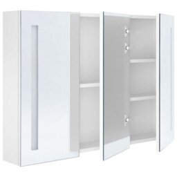 Berkfield Led Bathroom Mirror Cabinet 89X14X62 Cm Shining White - thumbnail 5