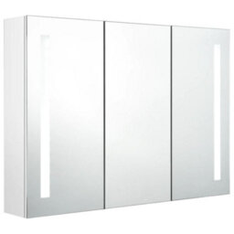 Berkfield Led Bathroom Mirror Cabinet 89X14X62 Cm Shining White - thumbnail 2