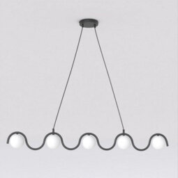 Emibig Lighting Emibig Sinus Pendant Lamp 5 X G9 Black With White Shade - thumbnail 1
