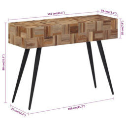 Berkfield Console Table 110X34X80 Cm Solid Reclaimed Teak - thumbnail 7