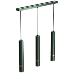 Milagro Joker Contemporary Pendant Lamp 3Xgu10 Hand Made Cylindrical Style Lights Finished In Rich Green With Striking Gold Detail - thumbnail 8