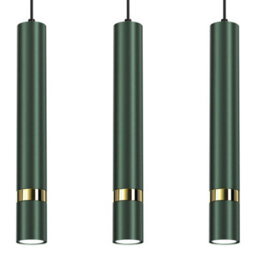 Milagro Joker Contemporary Pendant Lamp 3Xgu10 Hand Made Cylindrical Style Lights Finished In Rich Green With Striking Gold Detail - thumbnail 4