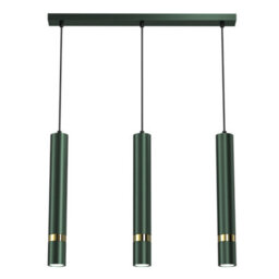 Milagro Joker Contemporary Pendant Lamp 3Xgu10 Hand Made Cylindrical Style Lights Finished In Rich Green With Striking Gold Detail - thumbnail 7