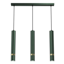 Milagro Joker Contemporary Pendant Lamp 3Xgu10 Hand Made Cylindrical Style Lights Finished In Rich Green With Striking Gold Detail - thumbnail 5