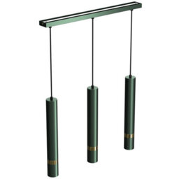 Milagro Joker Contemporary Pendant Lamp 3Xgu10 Hand Made Cylindrical Style Lights Finished In Rich Green With Striking Gold Detail - thumbnail 3