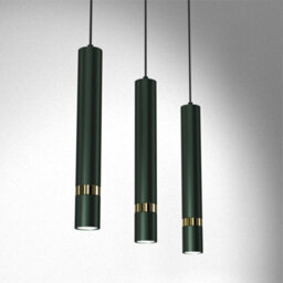 Milagro Joker Contemporary Pendant Lamp 3Xgu10 Hand Made Cylindrical Style Lights Finished In Rich Green With Striking Gold Detail - thumbnail 2