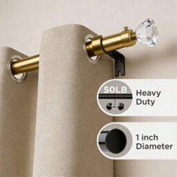 Oxford Homeware Satin Antique Brass Effect Extendable Curtain Pole With Metal Crystal Finials, (L)1600mm-3000mm (Dia) 28mm - thumbnail 7