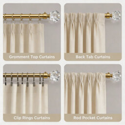 Oxford Homeware Satin Antique Brass Effect Extendable Curtain Pole With Metal Crystal Finials, (L)1600mm-3000mm (Dia) 28mm - thumbnail 6