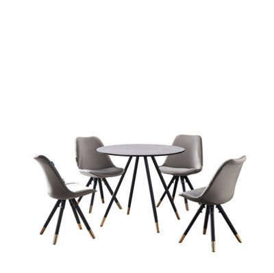Life Interiors Sofia Dorchester Lux Dining Set, A Table And Chairs Set Of 4, Grey/dark Grey - image 1