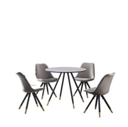 Life Interiors Sofia Dorchester Lux Dining Set, A Table And Chairs Set Of 4, Grey/dark Grey - thumbnail 1